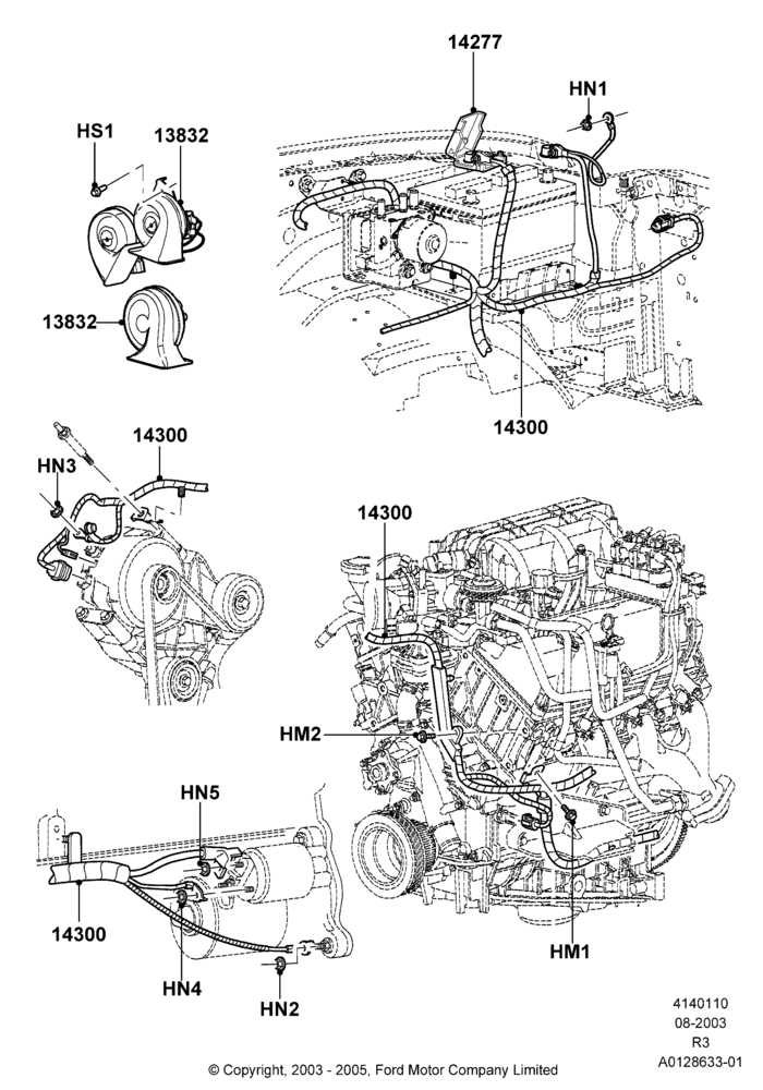10C - Battery Cables and Horn, 4.0L V6 12V SOHC EFI; 04/AUG/2003-16/DEC/2011