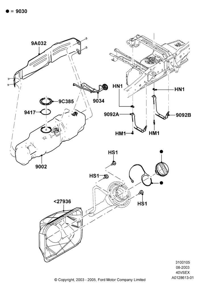 05R - Fuel Tank, 118"/2997MM Wheelbase, 4.0L V6 12V SOHC EFI, Regular Cab, Styleside Box - STL Inner/Outer; 04/AUG/2003-18/AUG/2008