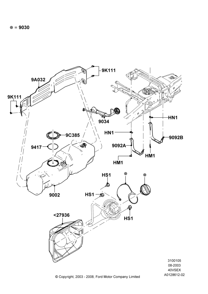 05Q - Fuel Tank, 4.0L V6 12V SOHC EFI, Less Underbody Protection; 04/AUG/2003-18/AUG/2008