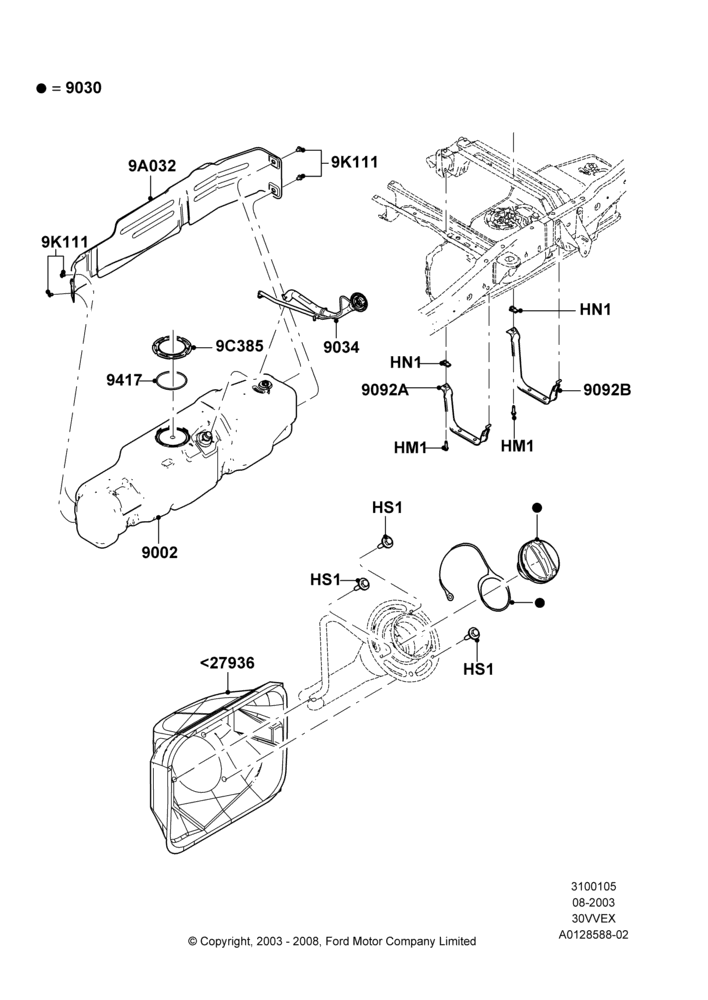 05C - Fuel Tank, 118"/2997MM Wheelbase, 3.0 V6 12V OHV EFI, Regular Cab, Styleside Box - STL Inner/Outer; 04/AUG/2003-18/AUG/2008