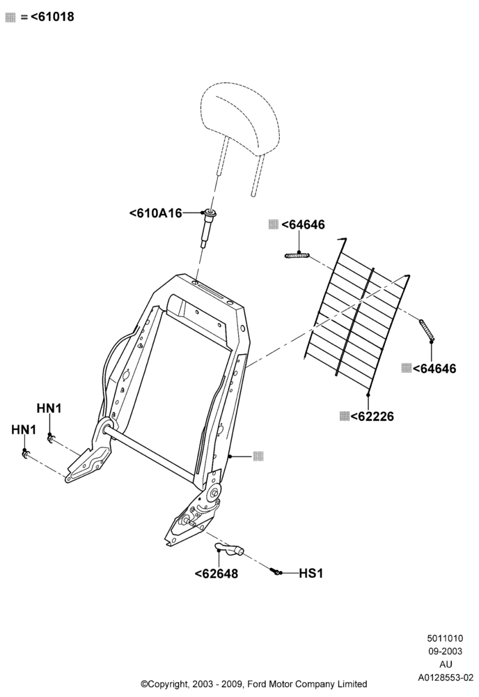 10E - Front Seat Back, 4 Door Sedan, 4 Door Wagon, Less LH Lumbar Support; 04/SEP/2003-05/APR/2004