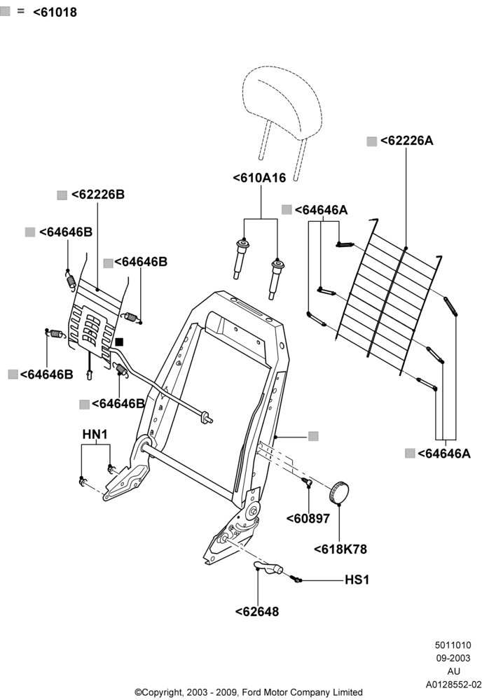 10D - Front Seat Back, 4 Door Sedan, 4 Door Wagon, With LH Manual Lumbar Support; 04/SEP/2003-05/APR/2004