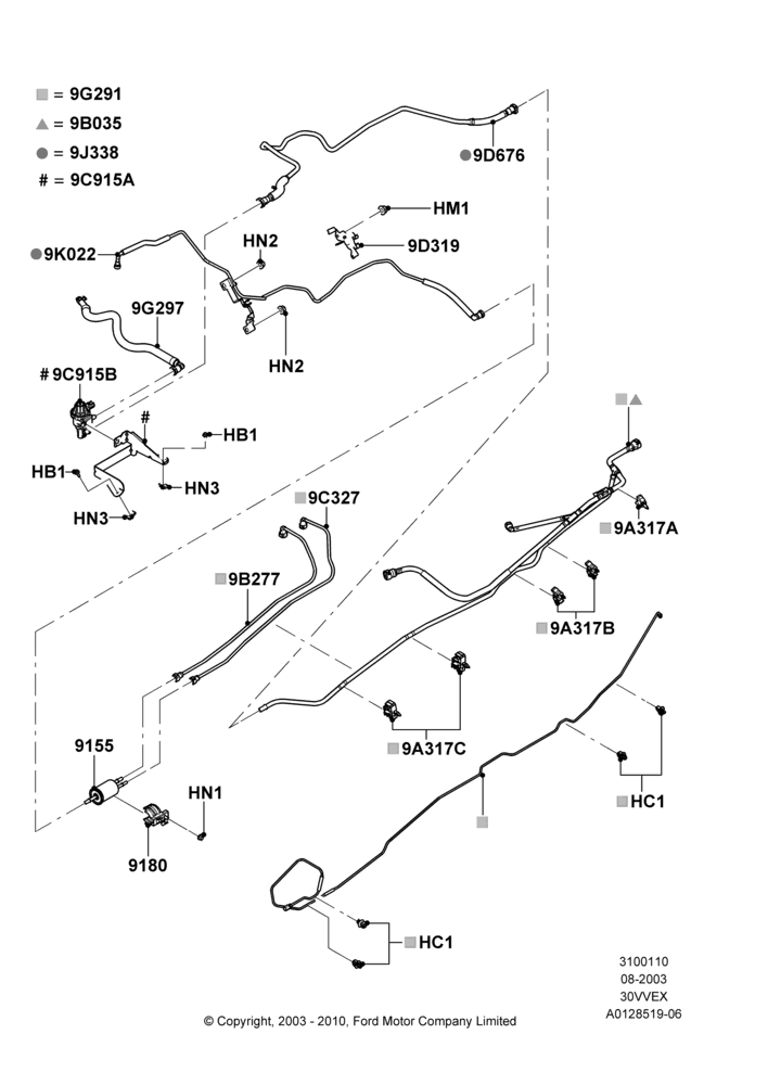 10B - Fuel Lines, 3.0 V6 12V OHV EFI; 01/MAY/2006-18/AUG/2008