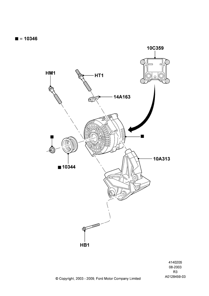05C - Alternator and Mountings, 4.0L V6 12V SOHC EFI; 04/AUG/2003-16/DEC/2011