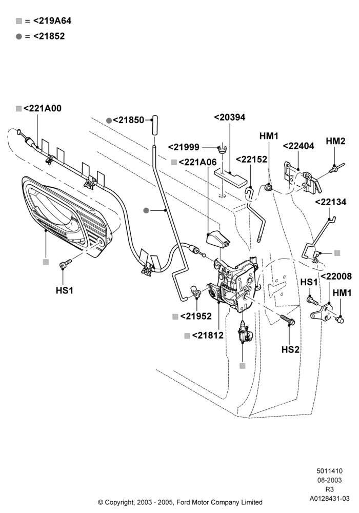 10B - Front Door Lock Controls, With Manual Door Locking; 04/AUG/2003-16/DEC/2011