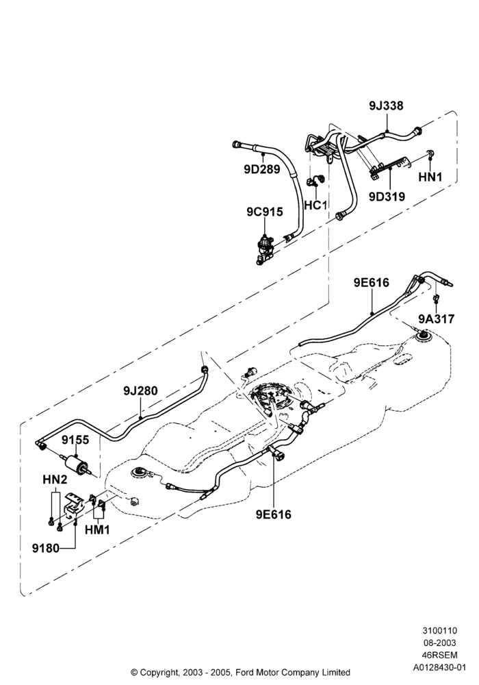 10R - Fuel Lines, Romeo 4.6 SOHC EFI; 04/AUG/2003-19/JUL/2005