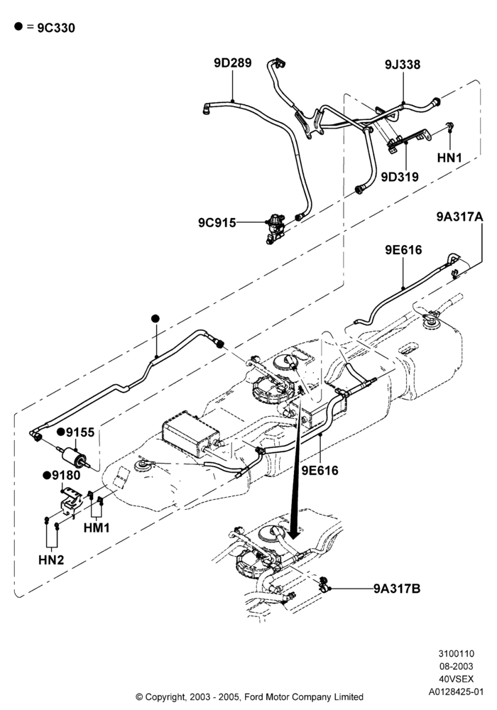 10P - Fuel Lines, 4.0L V6 12V SOHC EFI; 04/AUG/2003-01/MAR/2004
