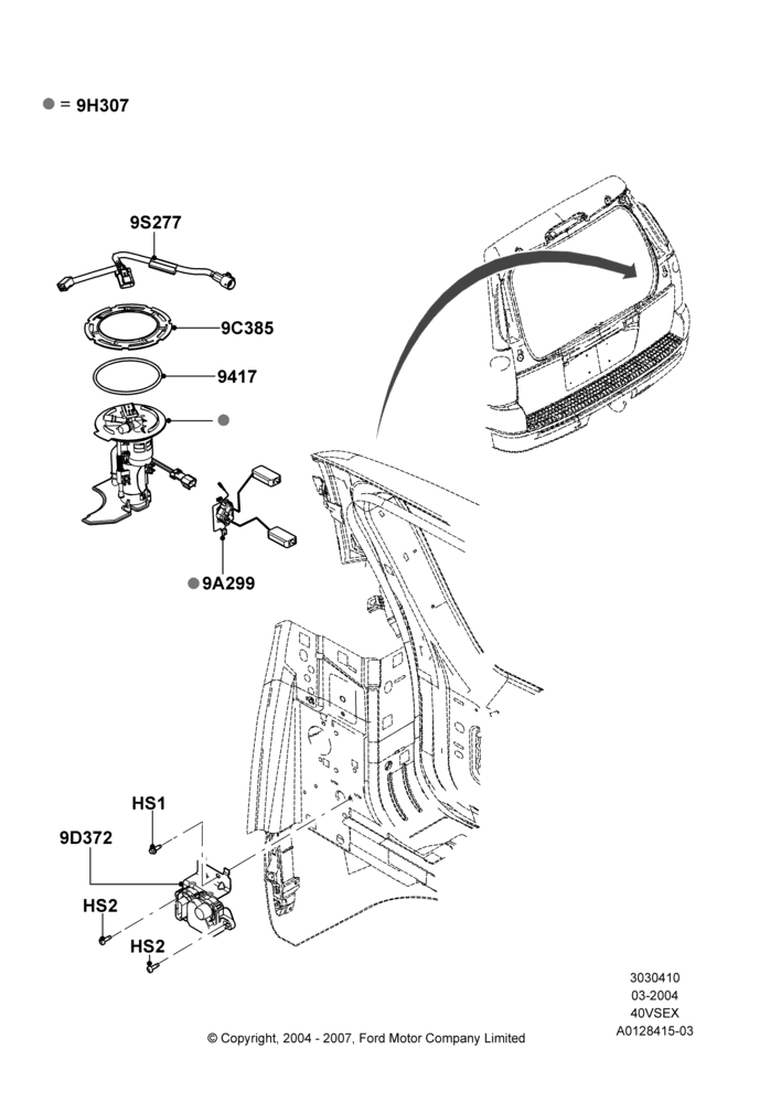 10M - Fuel Pump And Sender Unit, (+)"Canada", (+)"Mexico", 4.0L V6 12V SOHC EFI, US MARKETS; 01/MAR/2004-19/JUL/2006