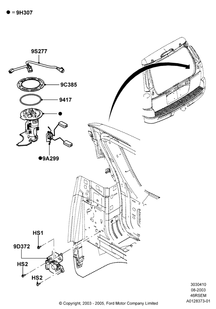 10E - Fuel Pump And Sender Unit, Romeo 4.6 SOHC EFI; 04/AUG/2003-19/JUL/2005