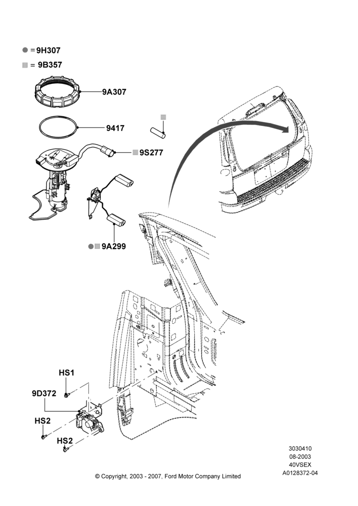 10L - Fuel Pump And Sender Unit, 4.0L V6 12V SOHC EFI; 04/AUG/2003-01/MAR/2004
