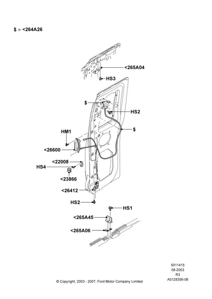 15 - Rear Door Lock Controls, Super Cab - 4 Door; 04/AUG/2003-16/DEC/2011