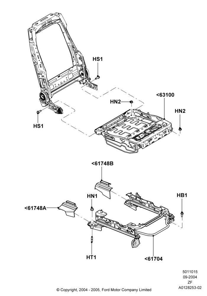 15C - Front Seat Base, With Pass. 2 Way Manual Seat Adjust, Passenger Seat; 07/SEP/2004-26/FEB/2009
