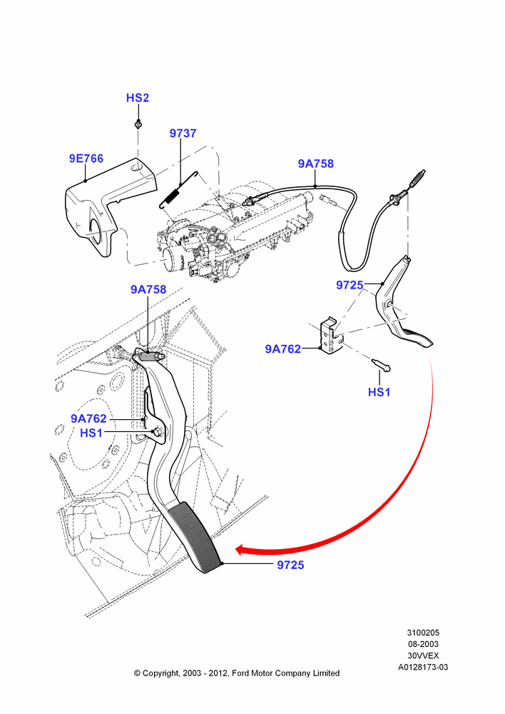 05 - Accelerator/Injection Pump Controls, 3.0 V6 12V OHV EFI; 04/AUG/2003-18/AUG/2008