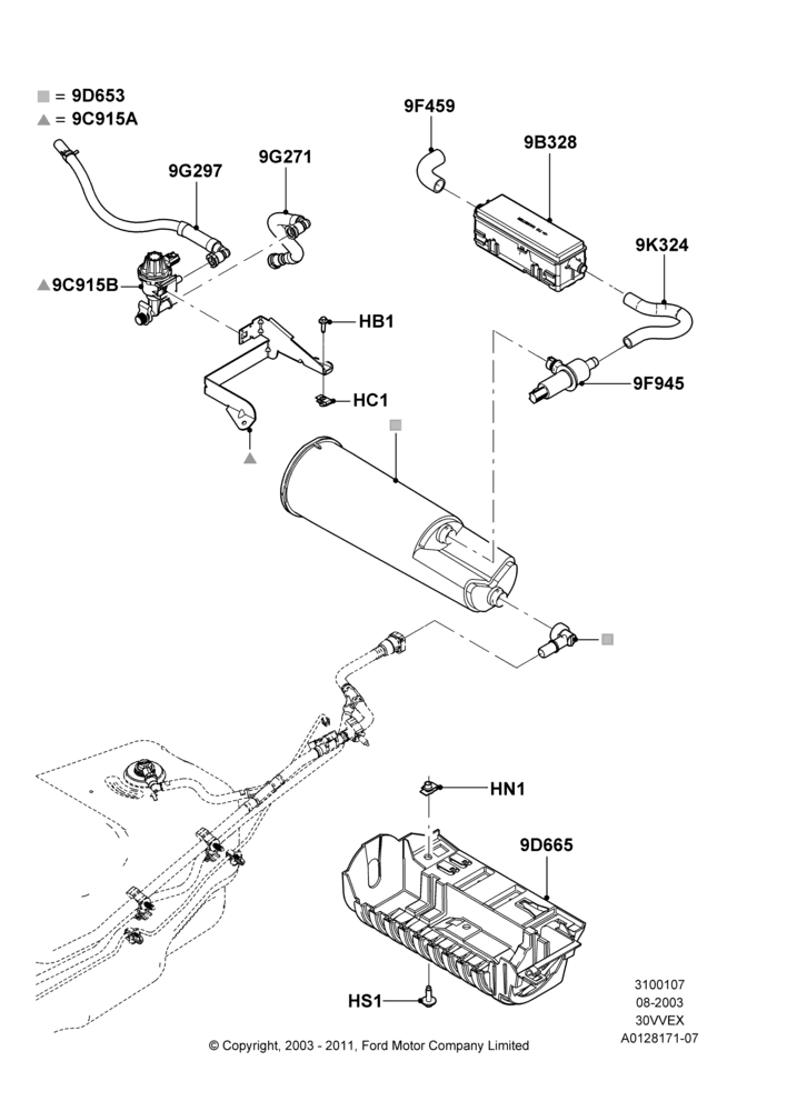 07B - Fuel Vapour System, 3.0 V6 12V OHV EFI; 02/AUG/2004-01/MAY/2006