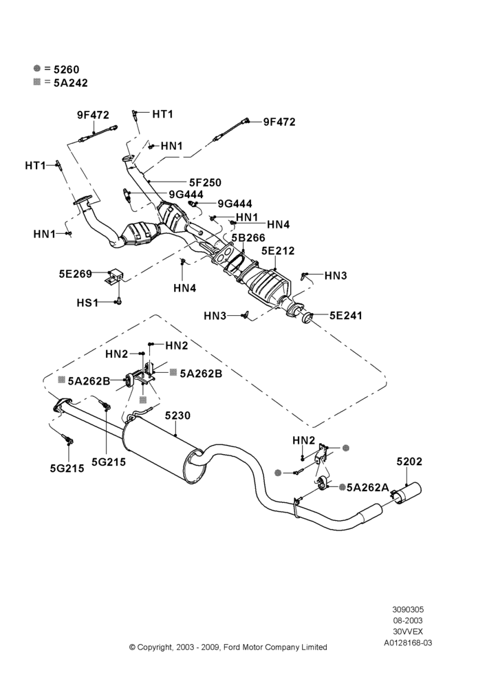 Exhaust System, 3.0 V6 12V OHV EFI