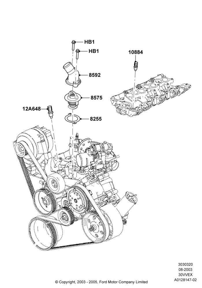 20 - Thermostat/Housing & Related Parts, 3.0 V6 12V OHV EFI; 04/AUG/2003-18/AUG/2008