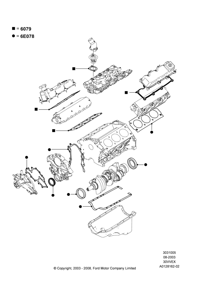05 - Engine Gasket Kits, 3.0 V6 12V OHV EFI; 04/AUG/2003-18/AUG/2008