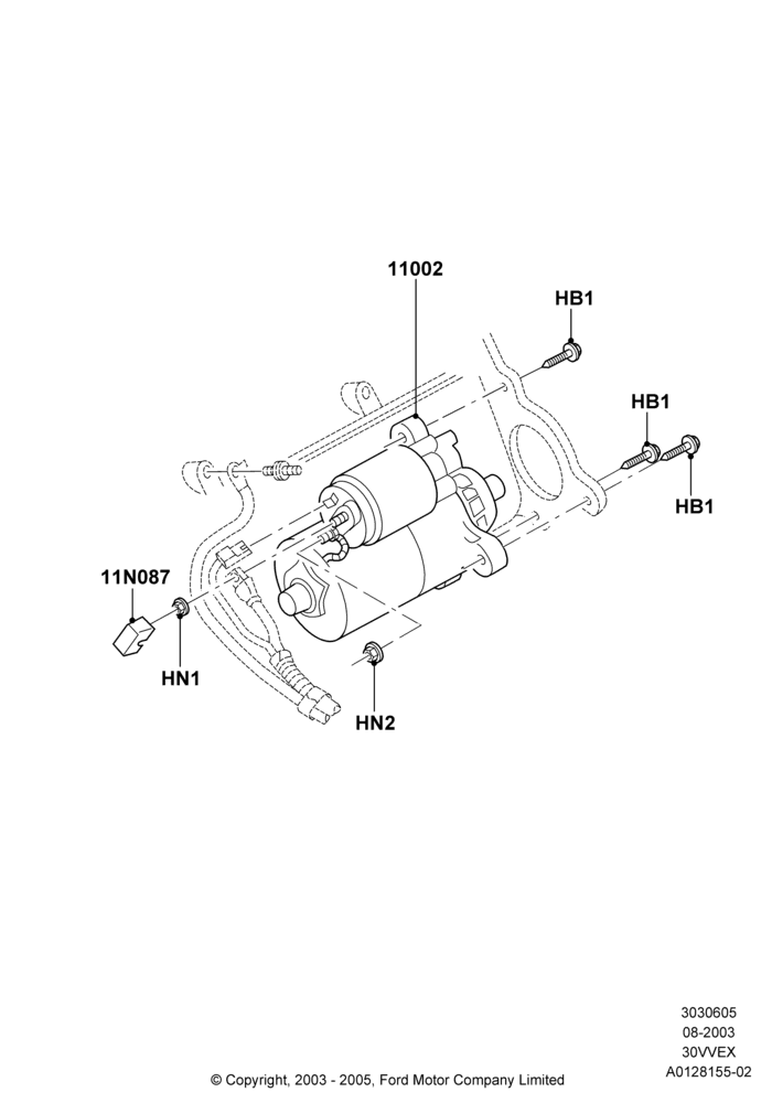 05 - Starter Motor, 3.0 V6 12V OHV EFI; 04/AUG/2003-18/AUG/2008