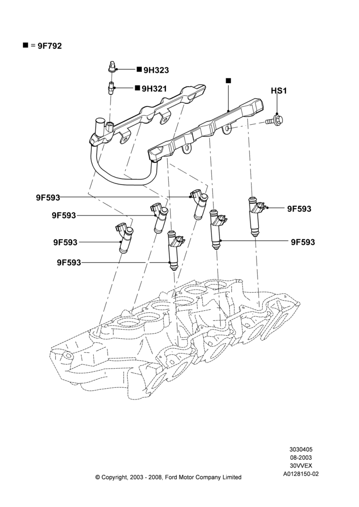05 - Fuel Injectors and Pipes, 3.0 V6 12V OHV EFI; 04/AUG/2003-18/AUG/2008