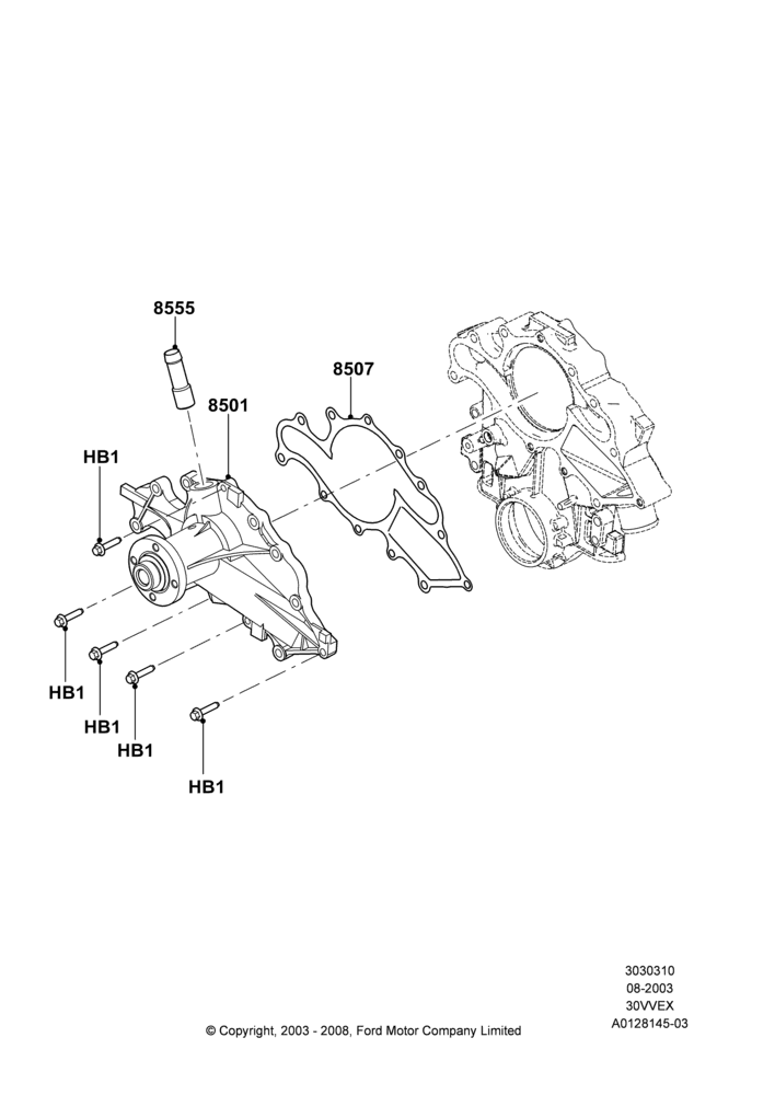 10 - Water Pump, 3.0 V6 12V OHV EFI; 04/AUG/2003-18/AUG/2008