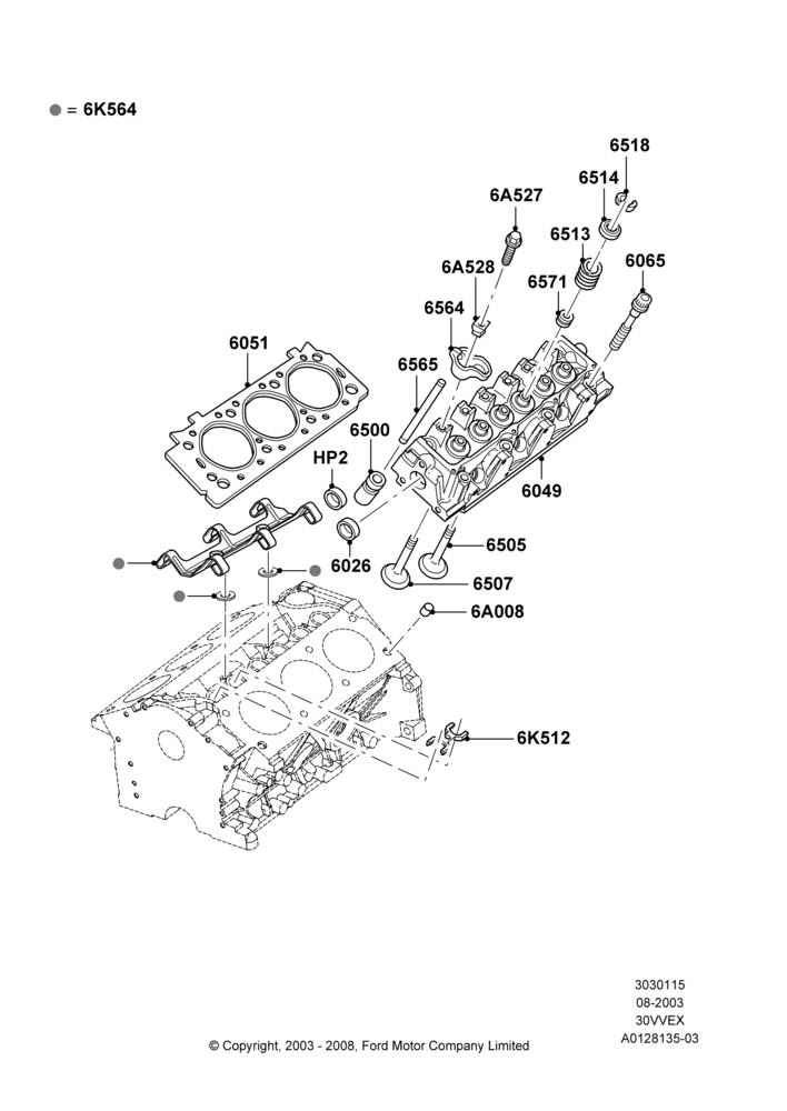 15 - Cylinder Head, 3.0 V6 12V OHV EFI; 04/AUG/2003-18/AUG/2008