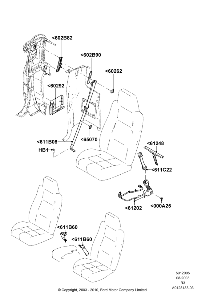 05A - Front Seat Belts, Regular Cab; 04/AUG/2003-16/DEC/2011