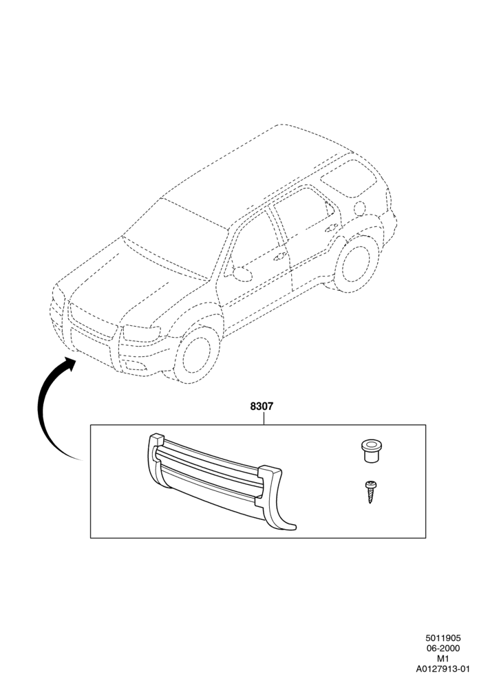 05X - Radiator Grille and Front Bumper, (+) North American Markets, Fascia Only, Accessory; 12/JUN/2000-01/MAY/2006