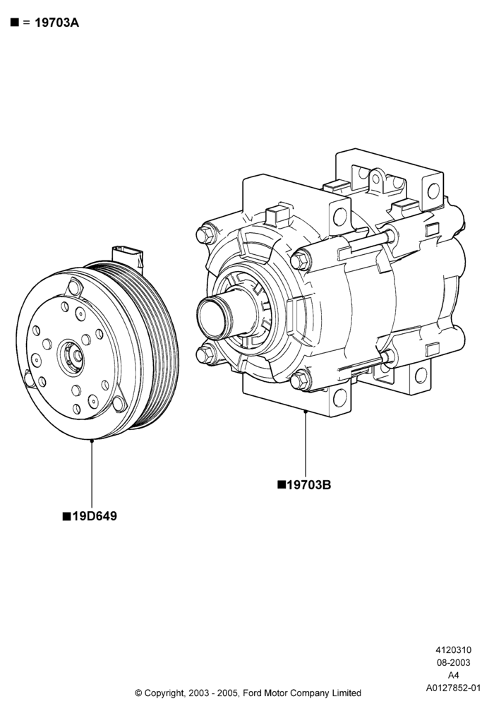 10C - Air Conditioning Condensr/Compressr, Compressor Assy, Remanufactured; 25/AUG/2003-22/JUN/2004