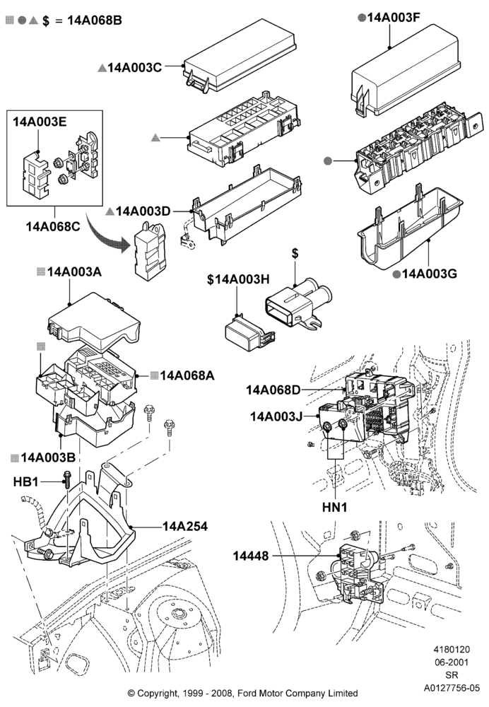 20B - Fuses, Holders and Circuit Breakers, Fuse panels and Relay panels; 04/JUN/2001-01/JUL/2005