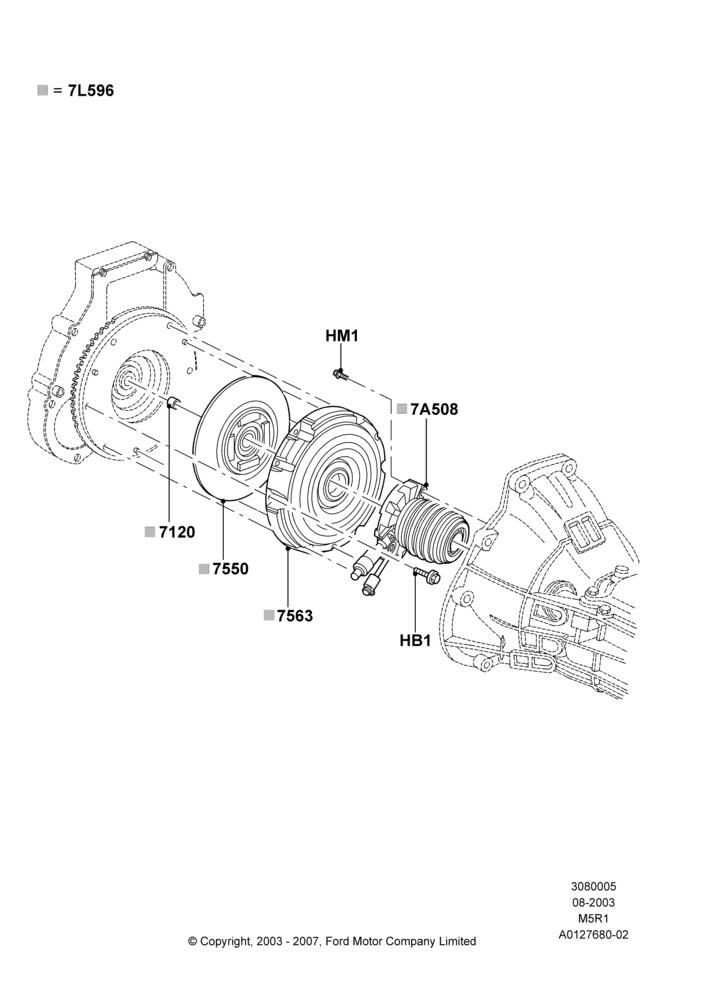 05 - Clutch, 2.3L 4V NA I4 Petrol, 3.0 V6 12V OHV EFI, M5R1 - 5 Speed Manual; 04/AUG/2003-16/DEC/2011