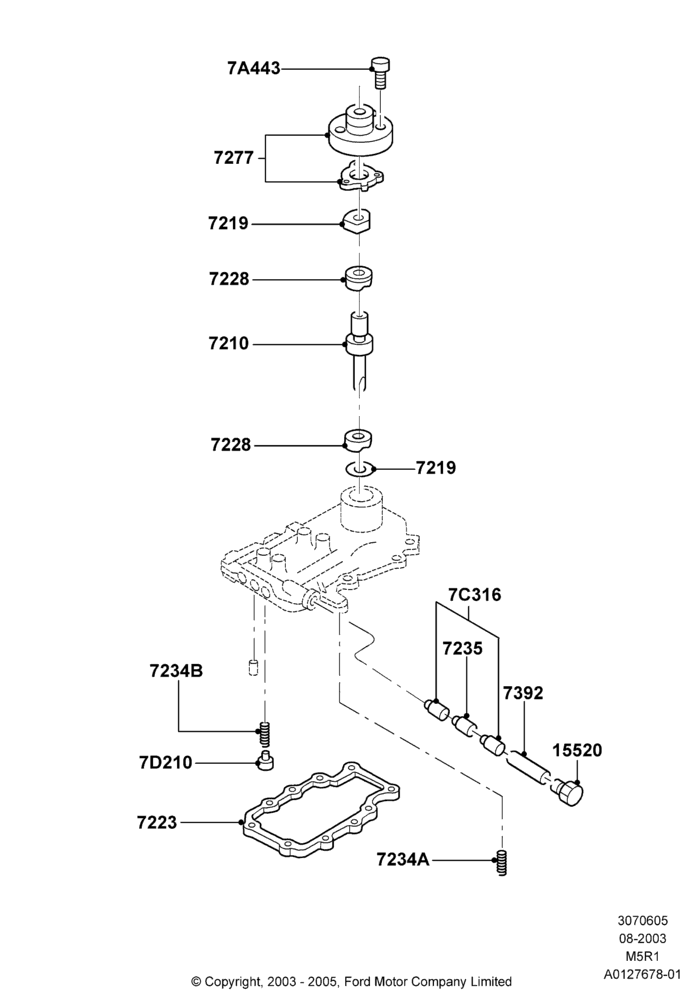 05B - Gear Change Lever - Manual Trans, 2.3L 4V NA I4 Petrol, 3.0 V6 12V OHV EFI, M5R1 - 5 Speed Manual, Top Cover And Stub Lever; 04/AUG/2003-16/DEC/2011