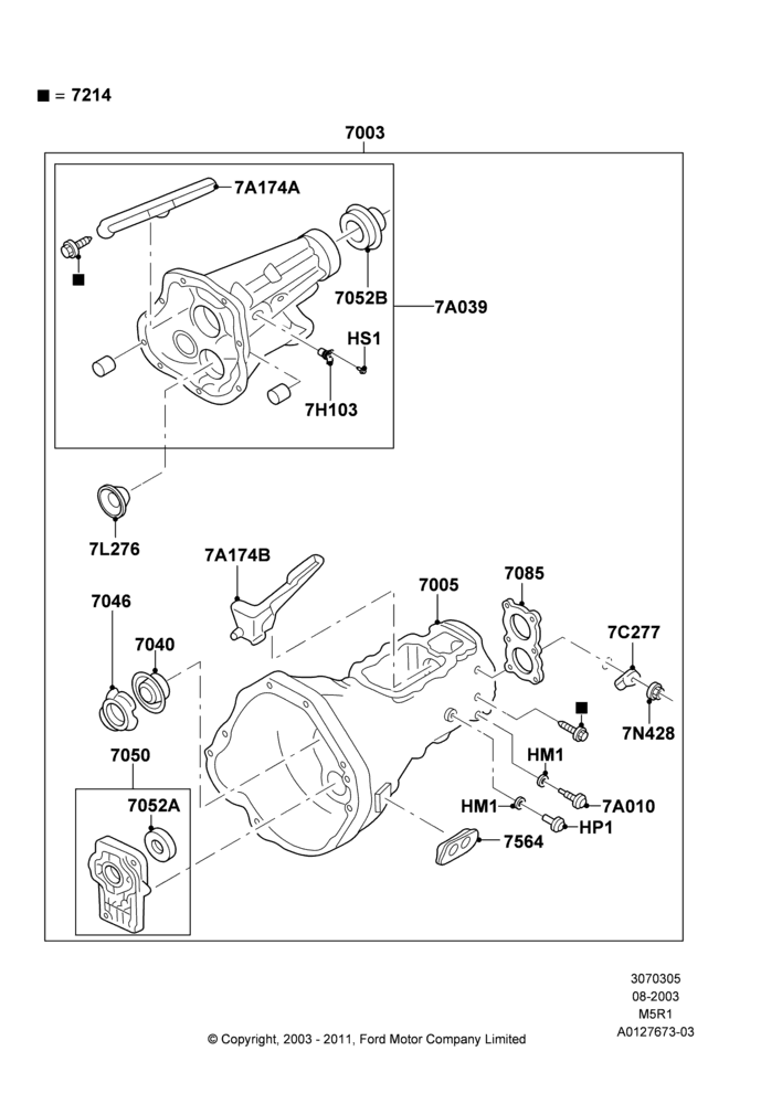 05 - Manual Transmission and Case, 2.3L 4V NA I4 Petrol, M5R1 - 5 Speed Manual; 04/AUG/2003-16/DEC/2011