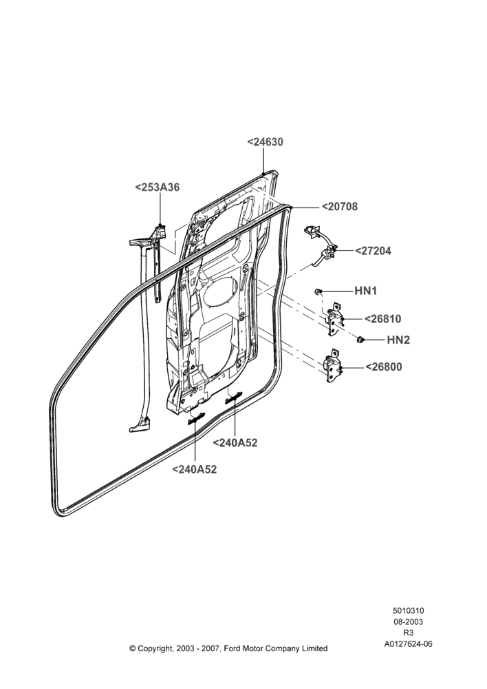 10 - Rear Doors, Hinges & Weatherstrips, Super Cab - 4 Door; 04/AUG/2003-16/DEC/2011