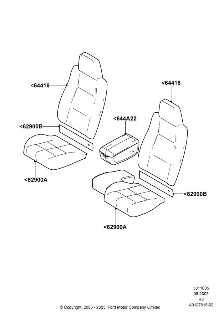 05A - Front Seat Covers, Regular Cab, With Split Bench Front Seat; 04/AUG/2003-05/DEC/2005