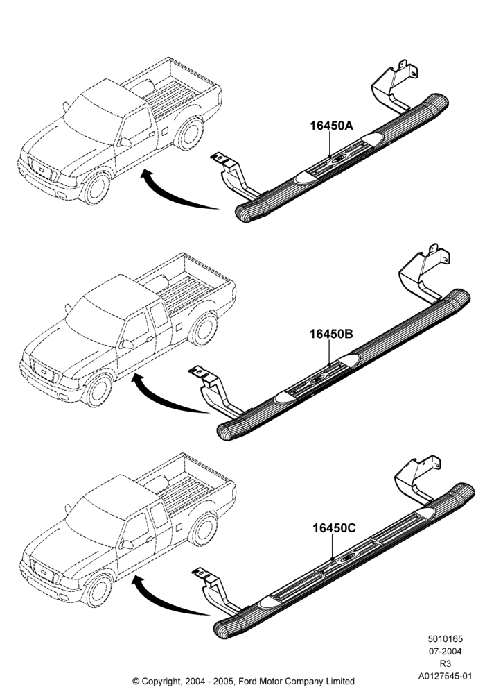 65X - Running Boards/Side Steps, Accessory, Tubular; 04/AUG/2003-08/AUG/2005