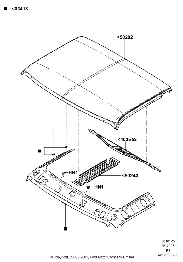 25A - Roof - Sheet Metal, Regular Cab; 04/AUG/2003-16/DEC/2011