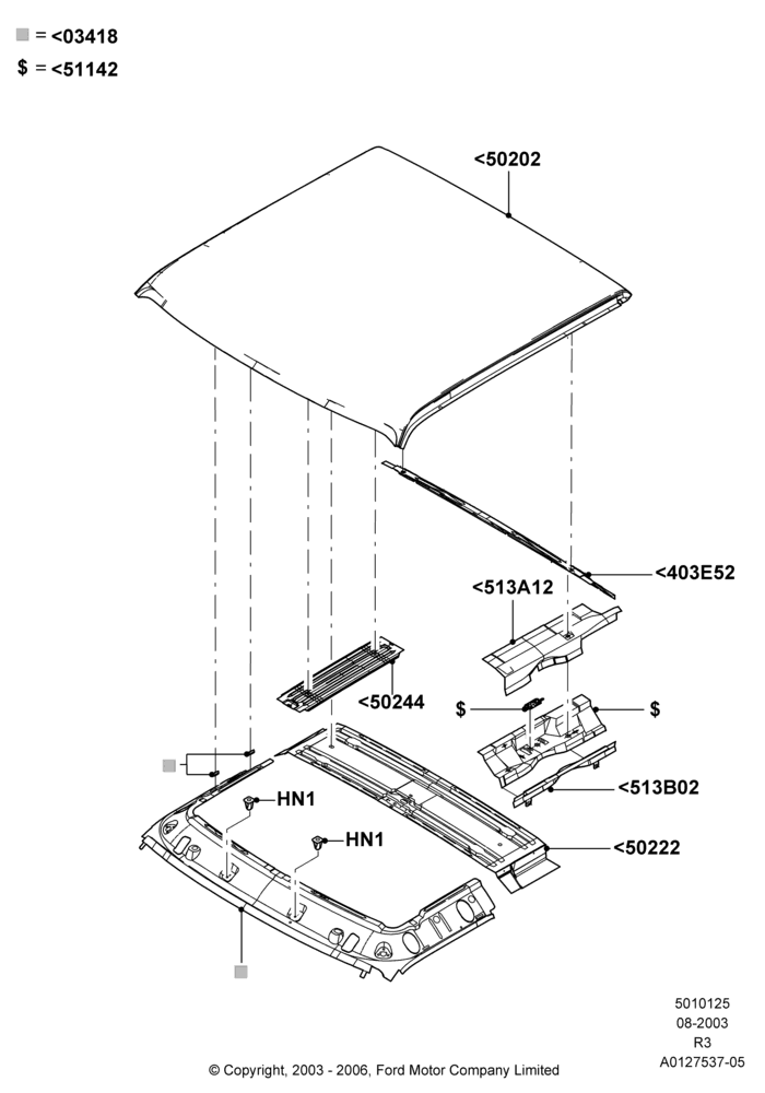 25C - Roof - Sheet Metal, Super Cab - 4 Door; 04/AUG/2003-16/DEC/2011