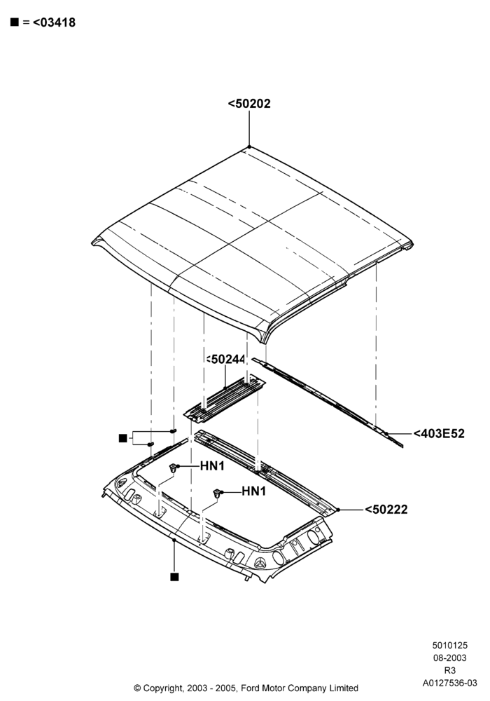 25B - Roof - Sheet Metal, Super Cab; 04/AUG/2003-16/DEC/2011