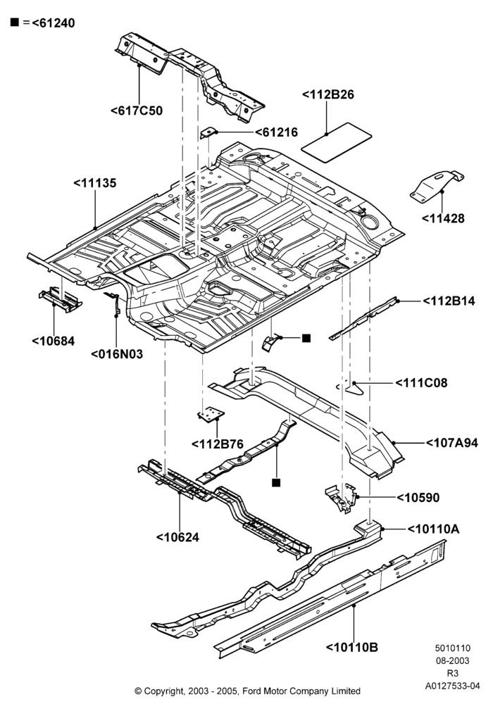 10C - Floor Pan - Front, Super Cab - 4 Door; 04/AUG/2003-16/DEC/2011