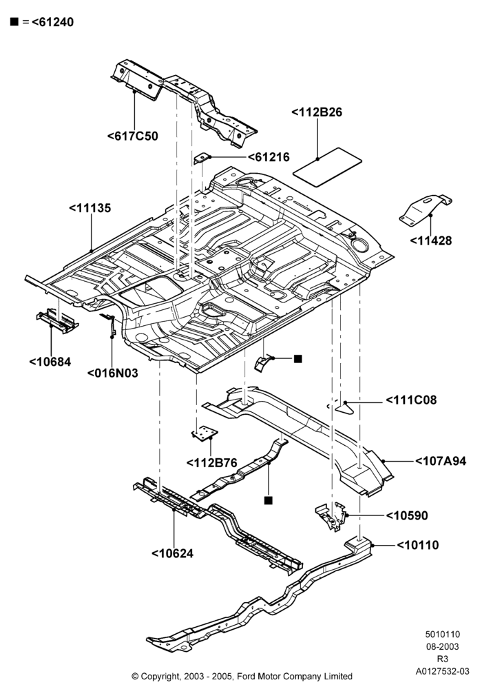10B - Floor Pan - Front, Super Cab; 04/AUG/2003-16/DEC/2011