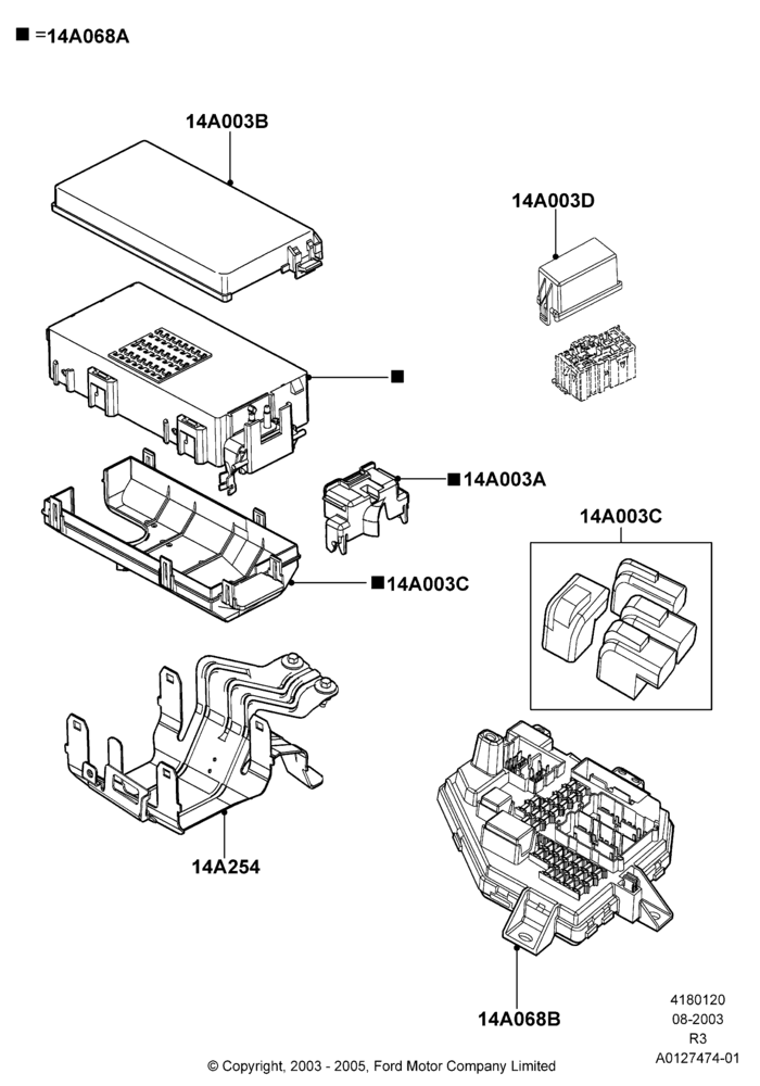 20B - Fuses, Holders and Circuit Breakers, Fuse panels and Relay panels; 04/AUG/2003-16/DEC/2011