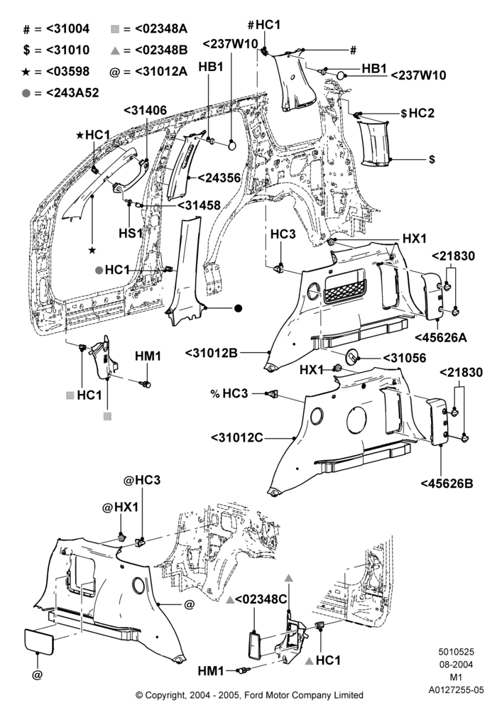 25D - Side Trim, Lincoln/Mercury Series; 16/AUG/2004-01/MAY/2006