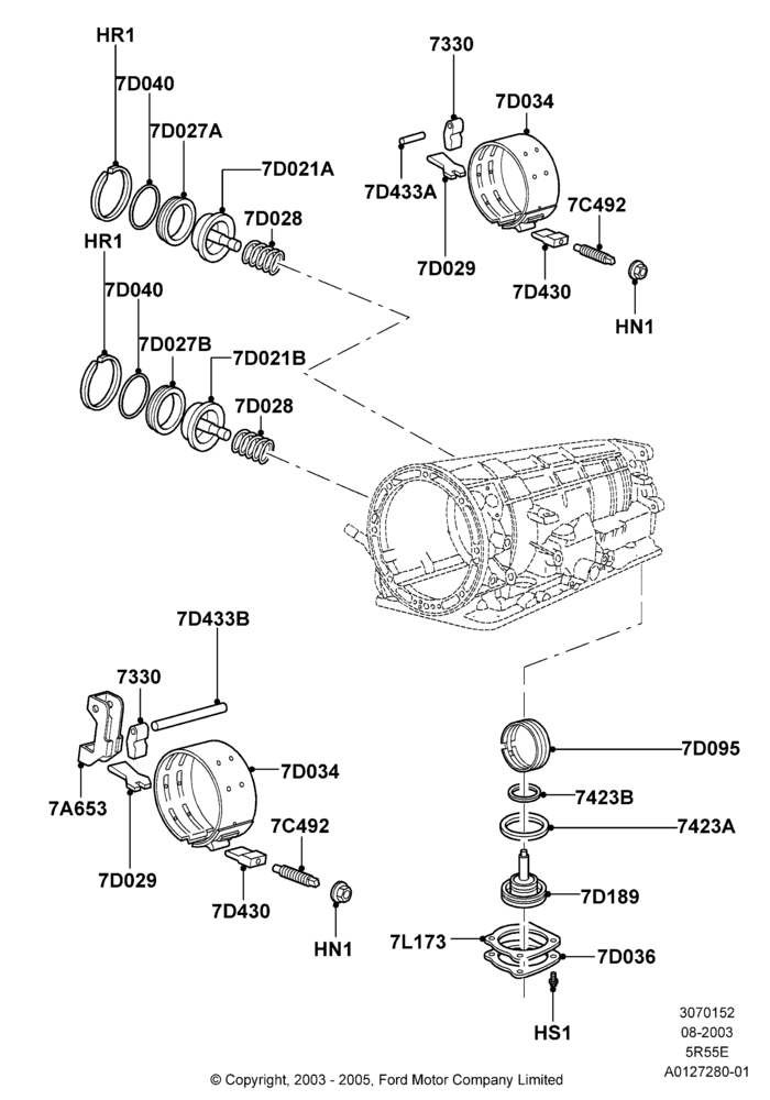 52F - Automatic Transmission Components, 4.0L V6 12V SOHC EFI, 5R44E/5R55E - 5 Speed Auto Trans; 04/AUG/2003-16/DEC/2011