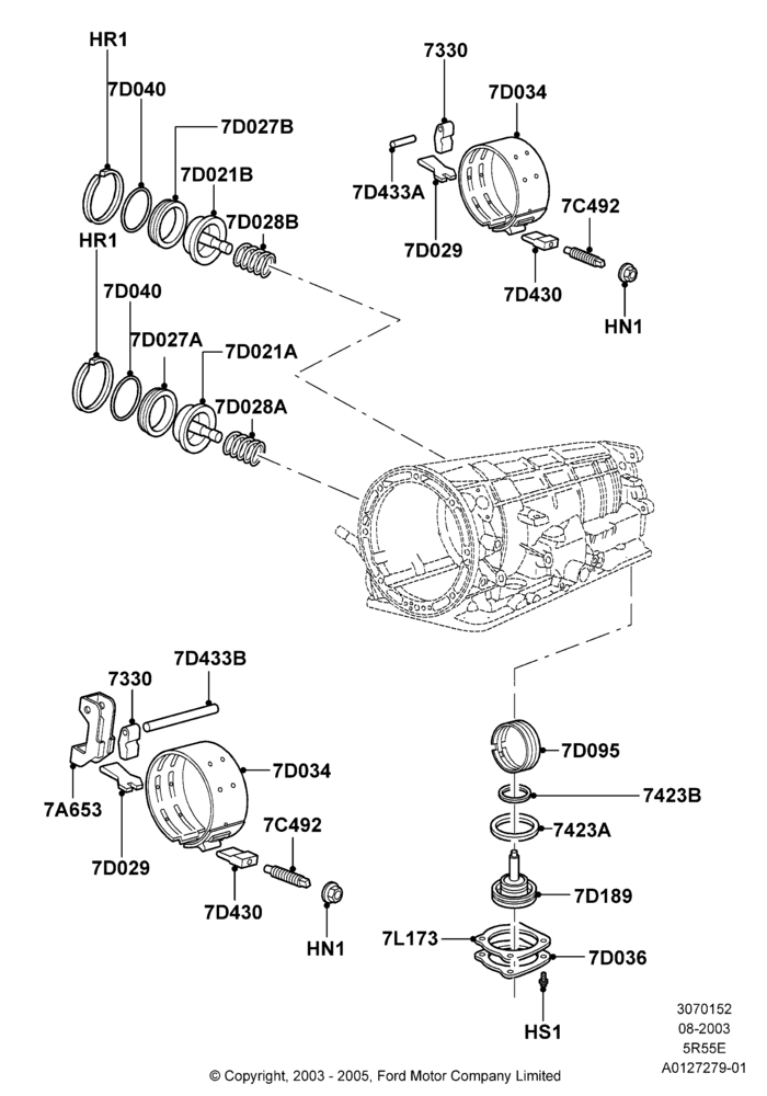 52E - Automatic Transmission Components, 3.0 V6 12V OHV EFI, 5R44E/5R55E - 5 Speed Auto Trans; 04/AUG/2003-16/DEC/2011