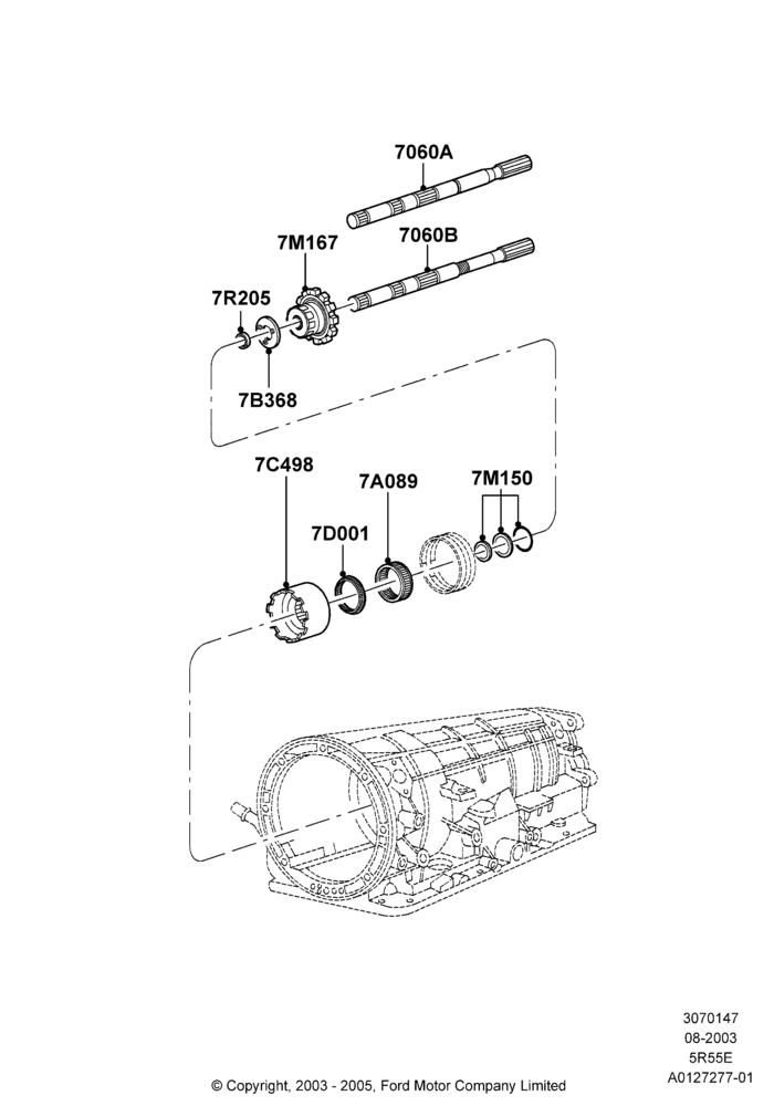 47C - Output Shafts, 5R44E/5R55E - 5 Speed Auto Trans; 04/AUG/2003-16/DEC/2011