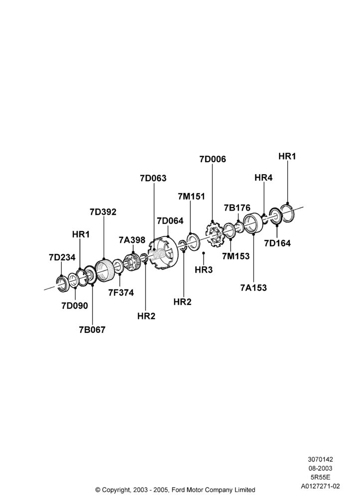 42C - Planetary Gear Sets, 5R44E/5R55E - 5 Speed Auto Trans; 04/AUG/2003-16/DEC/2011