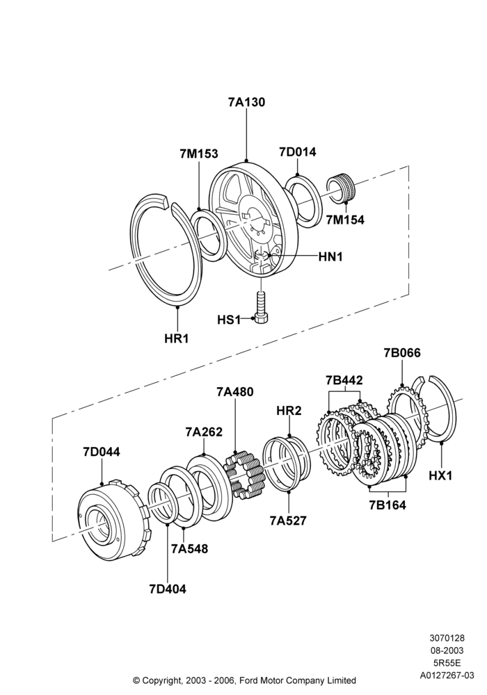 28C - Direct Clutch and Components, 5R44E/5R55E - 5 Speed Auto Trans; 04/AUG/2003-16/DEC/2011