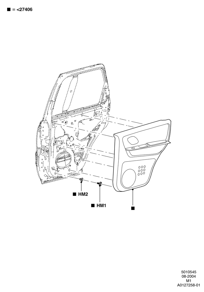 45D - Rear Door Trim Panels, Lincoln/Mercury Series; 16/AUG/2004-01/MAY/2006