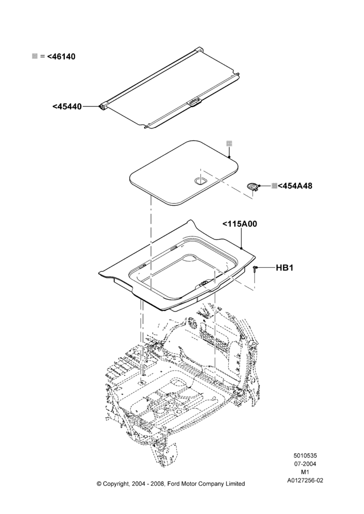 35F - Load Compartment Trim, With Cargo Convenience Package, Production Installed; 02/AUG/2004-01/MAY/2006