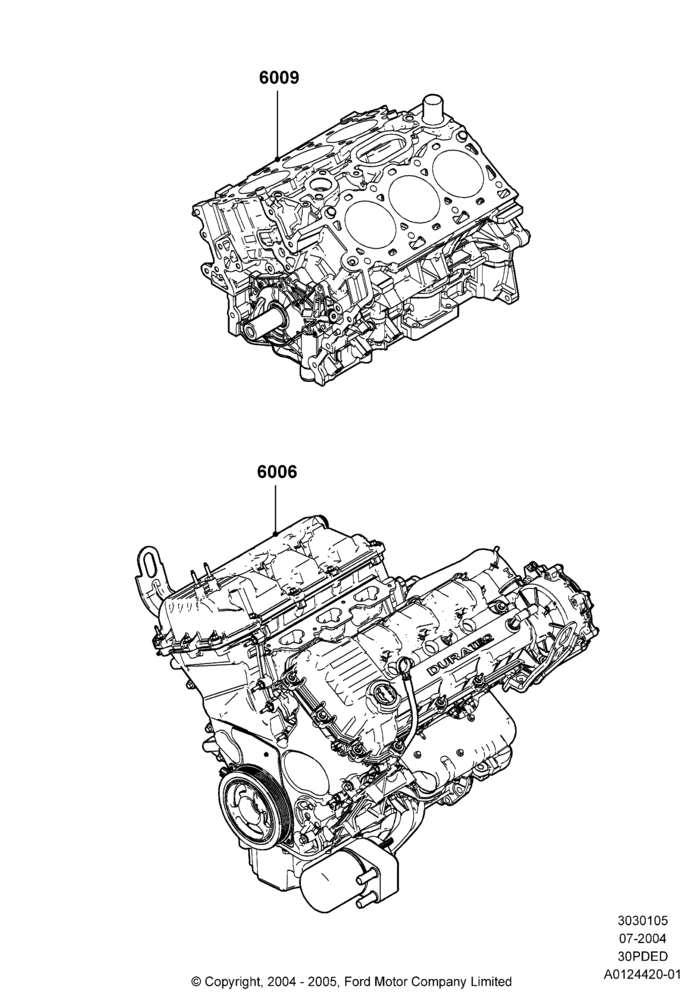 05C - Service Engine and Short Block, 3.0 V6 24V DOHC EFI Modular; 12/JUL/2004-04/JUN/2007